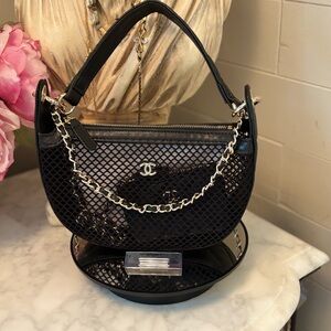 CC Black Mesh Shoulder Bag & Coin Pouch